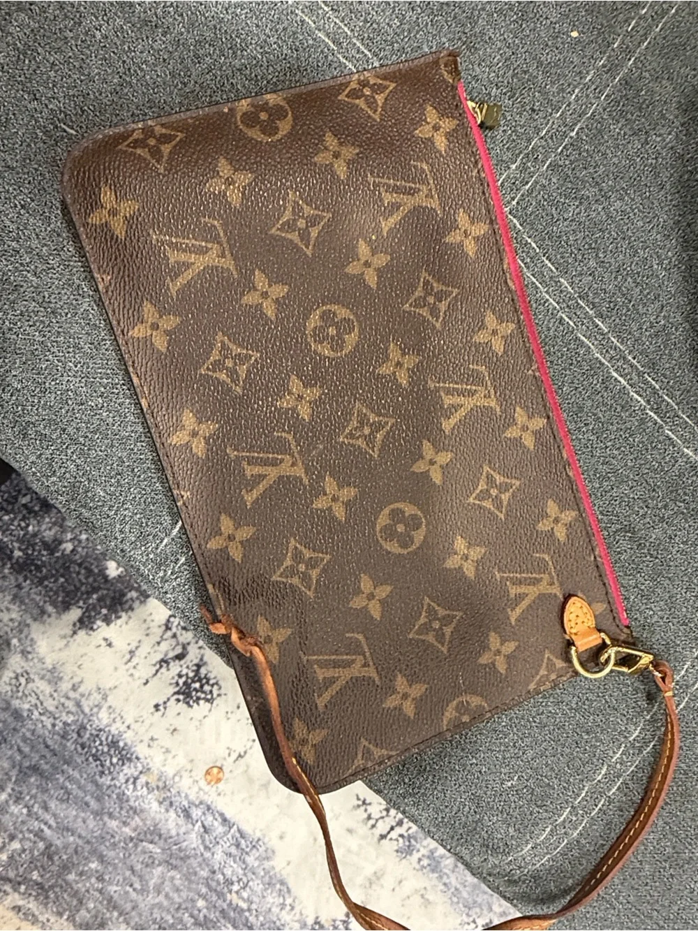 Louis Vuitton Brown Monogram Canvas Zip Wallet with Pink Trim